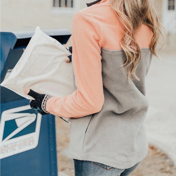 Entro Size Small Fleece Pullover Jacket in Peach & Gray - Picture 3 of 8